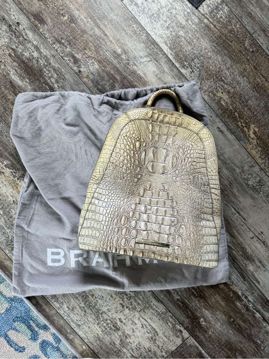 Brahmin Nola Backpack tan/beige with a pearly finish. RARE